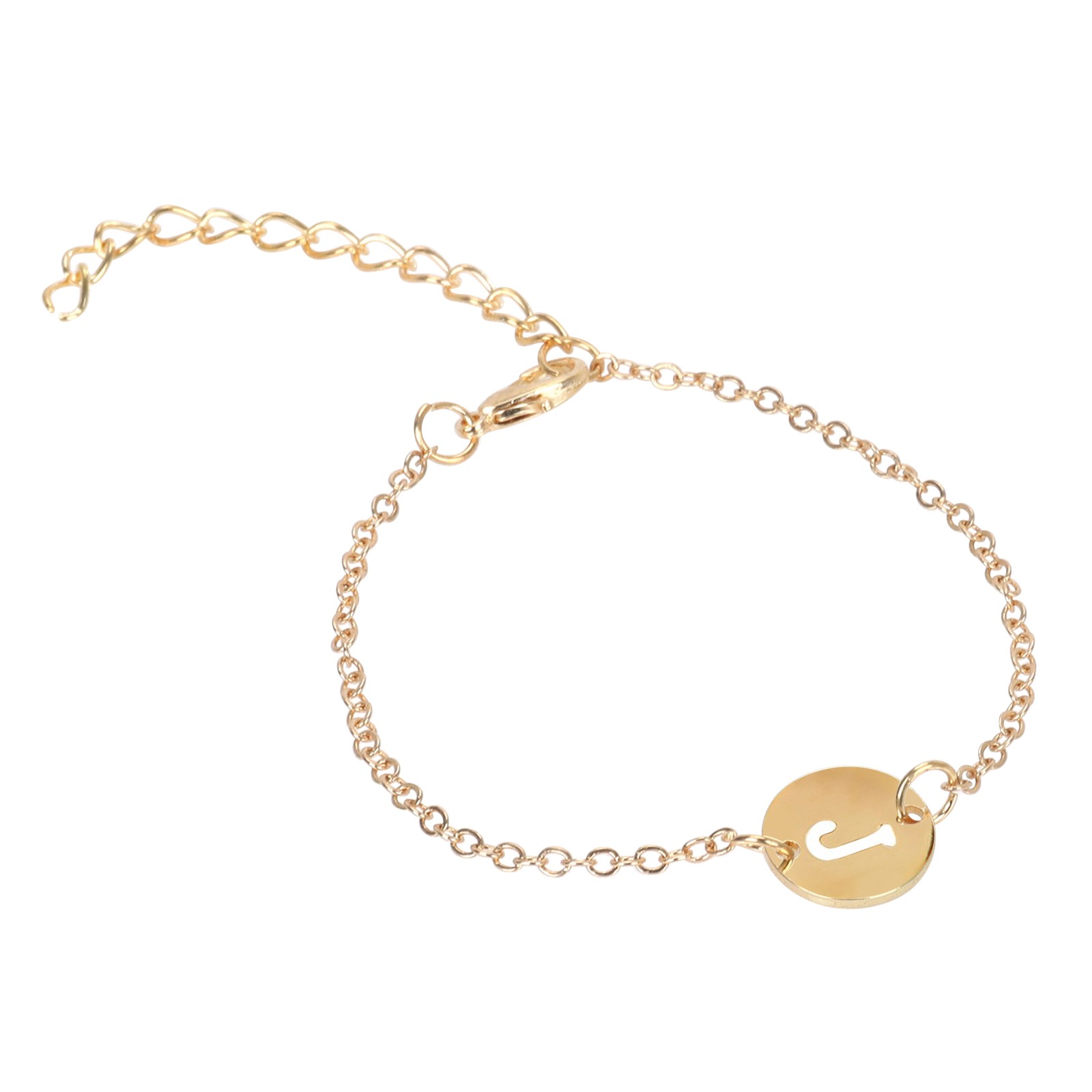 thumbnail image 3 of Pulsera Inicial 18K chapado en oro de acero inoxidable Letra pulsera delicada pulsera del encanto del nombre del disco para las mujeres niñas, 3 of 3